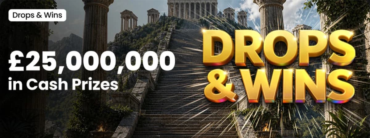 Drops & Wins casino promotion artwork displayed on HeySpin’s official promotion page