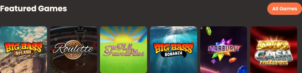 HeySpin casino game selection including roulette, Fluffy Favourites, Big Bass Bonanza and Starburst